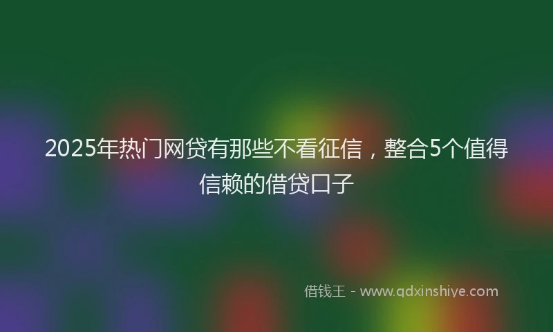2025年热门网贷有那些不看征信，整合5个值得信赖的借贷口子