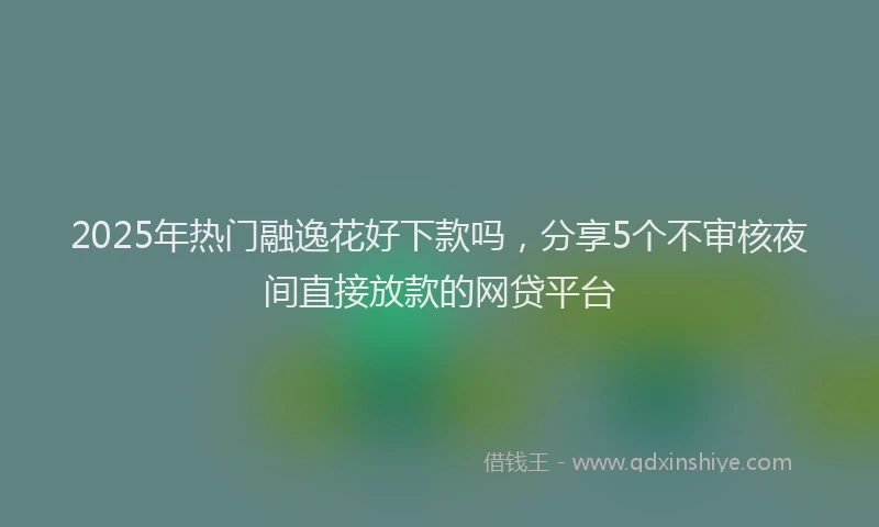 2025年热门融逸花好下款吗，分享5个不审核夜间直接放款的网贷平台