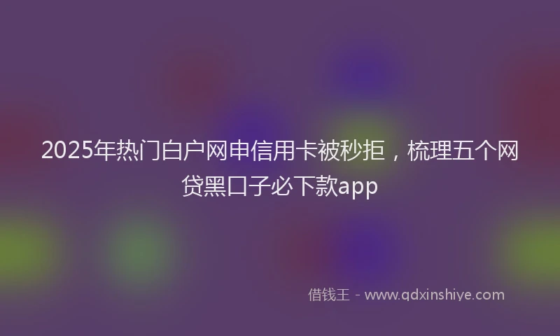 2025年热门白户网申信用卡被秒拒，梳理五个网贷黑口子必下款app