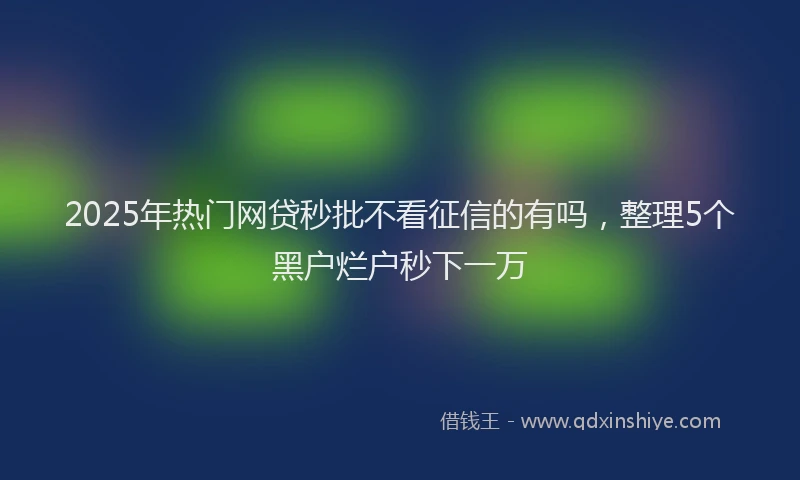 2025年热门网贷秒批不看征信的有吗，整理5个黑户烂户秒下一万