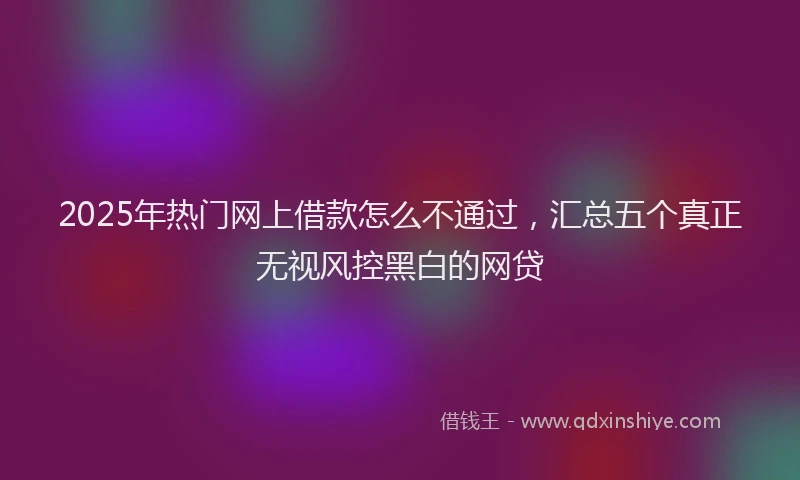 2025年热门网上借款怎么不通过，汇总五个真正无视风控黑白的网贷