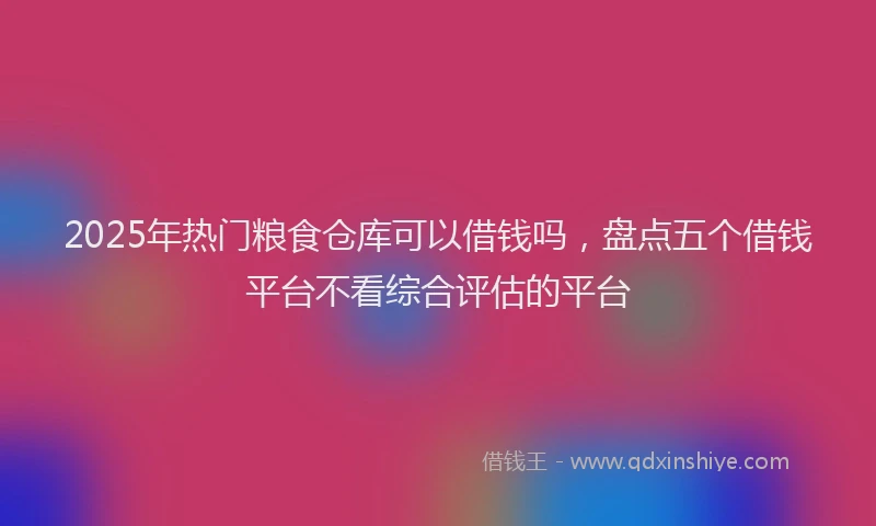 2025年热门粮食仓库可以借钱吗，盘点五个借钱平台不看综合评估的平台