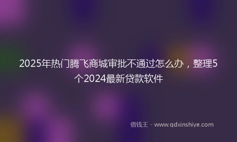 2025年热门腾飞商城审批不通过怎么办，整理5个2024最新贷款软件
