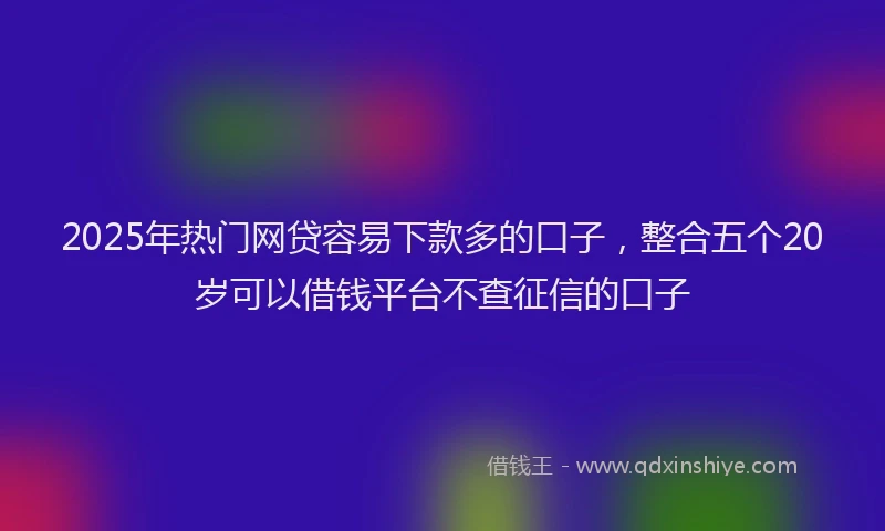 2025年热门网贷容易下款多的口子，整合五个20岁可以借钱平台不查征信的口子