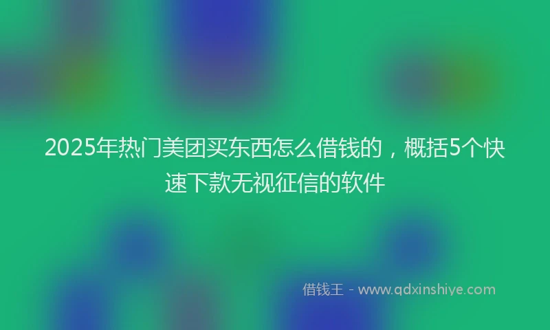 2025年热门美团买东西怎么借钱的，概括5个快速下款无视征信的软件