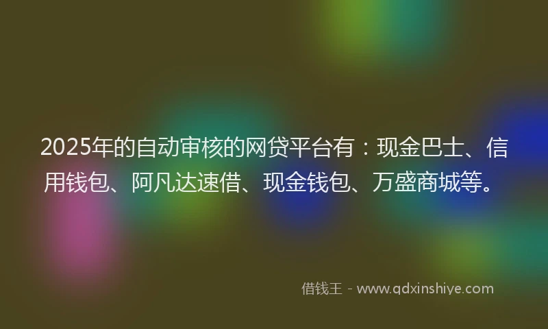 2025年的自动审核的网贷平台有：现金巴士、信用钱包、阿凡达速借、现金钱包、万盛商城等。
