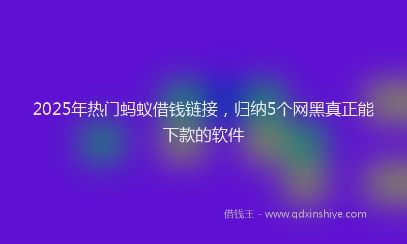2025年热门蚂蚁借钱链接，归纳5个网黑真正能下款的软件
