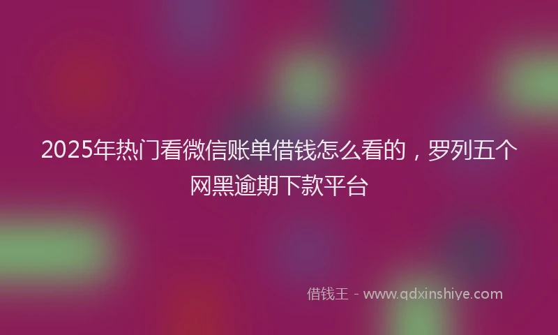 2025年热门看微信账单借钱怎么看的，罗列五个网黑逾期下款平台