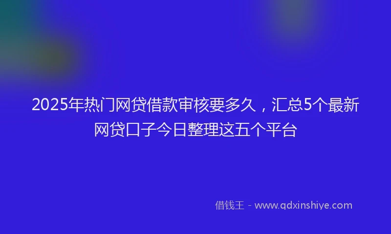 2025年热门网贷借款审核要多久，汇总5个最新网贷口子今日整理这五个平台