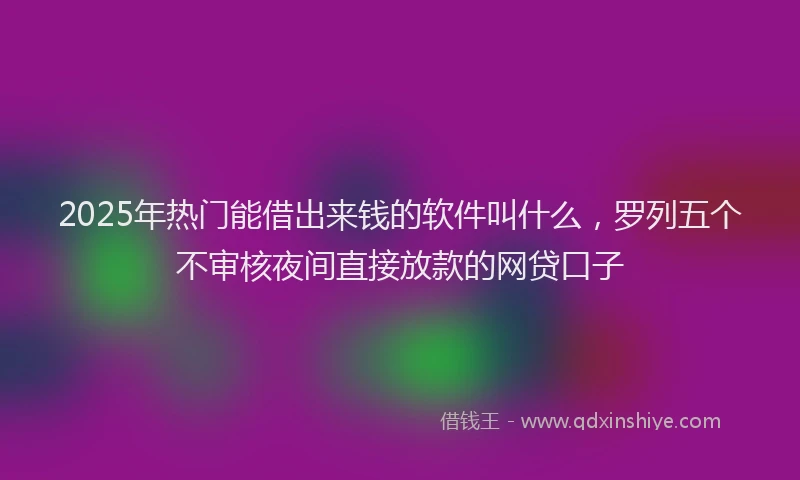 2025年热门能借出来钱的软件叫什么，罗列五个不审核夜间直接放款的网贷口子