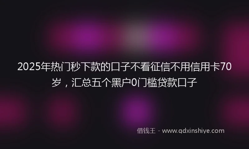2025年热门秒下款的口子不看征信不用信用卡70岁，汇总五个黑户0门槛贷款口子