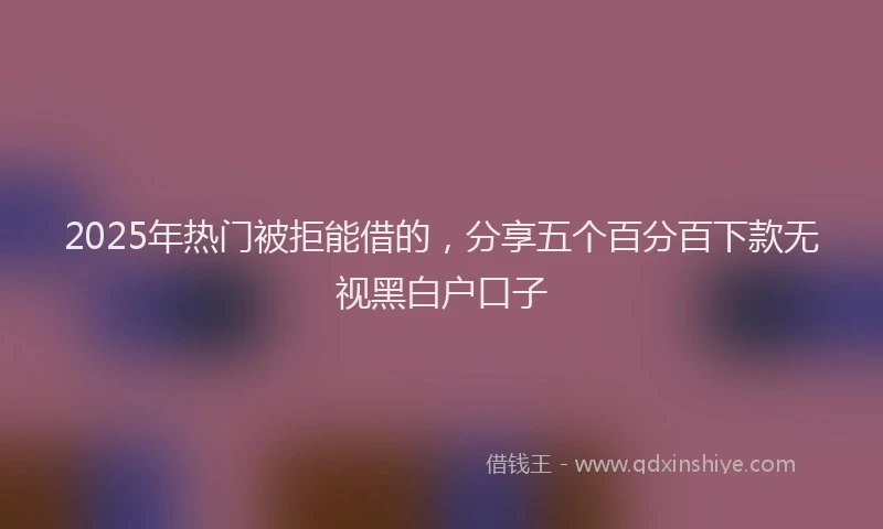 2025年热门被拒能借的，分享五个百分百下款无视黑白户口子