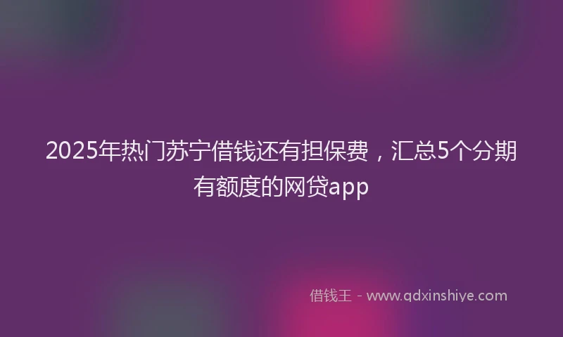 2025年热门苏宁借钱还有担保费，汇总5个分期有额度的网贷app