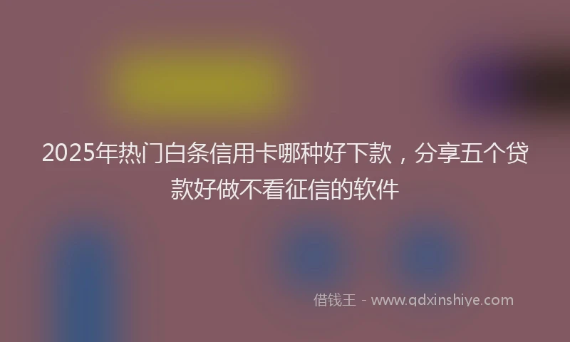 2025年热门白条信用卡哪种好下款，分享五个贷款好做不看征信的软件