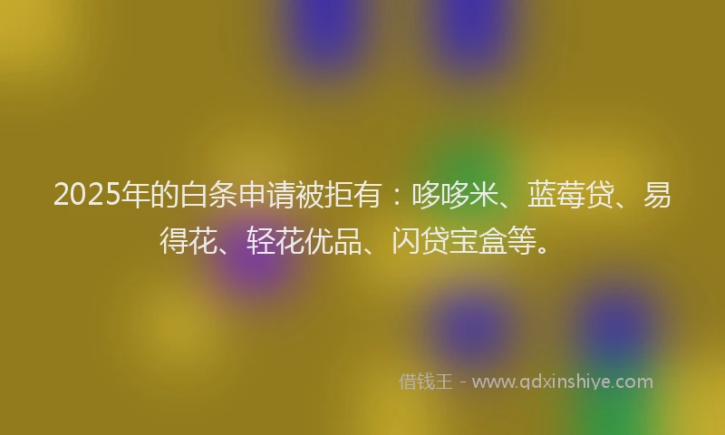 2025年的白条申请被拒有：哆哆米、蓝莓贷、易得花、轻花优品、闪贷宝盒等。