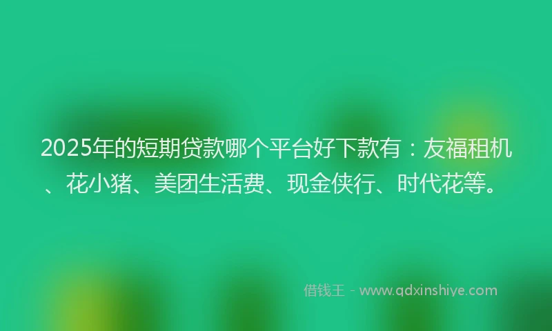2025年的短期贷款哪个平台好下款有：友福租机、花小猪、美团生活费、现金侠行、时代花等。