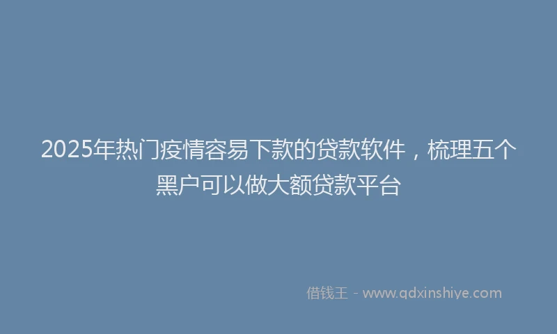 2025年热门疫情容易下款的贷款软件，梳理五个黑户可以做大额贷款平台