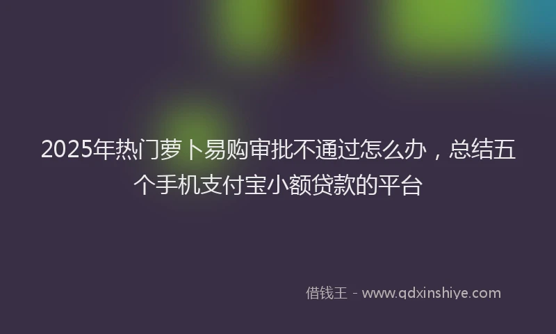 2025年热门萝卜易购审批不通过怎么办，总结五个手机支付宝小额贷款的平台