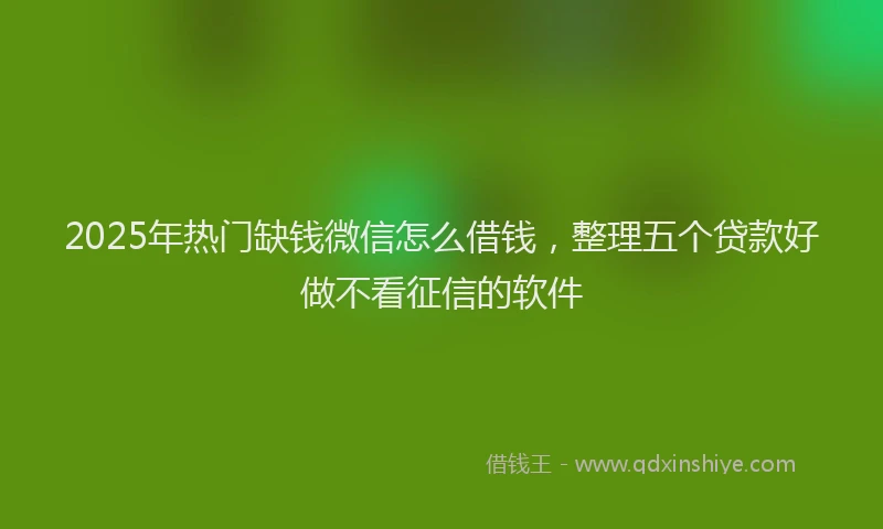 2025年热门缺钱微信怎么借钱，整理五个贷款好做不看征信的软件