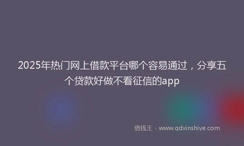 2025年热门网上借款平台哪个容易通过，分享五个贷款好做不看征信的app