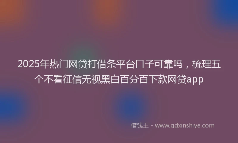 2025年热门网贷打借条平台口子可靠吗，梳理五个不看征信无视黑白百分百下款网贷app