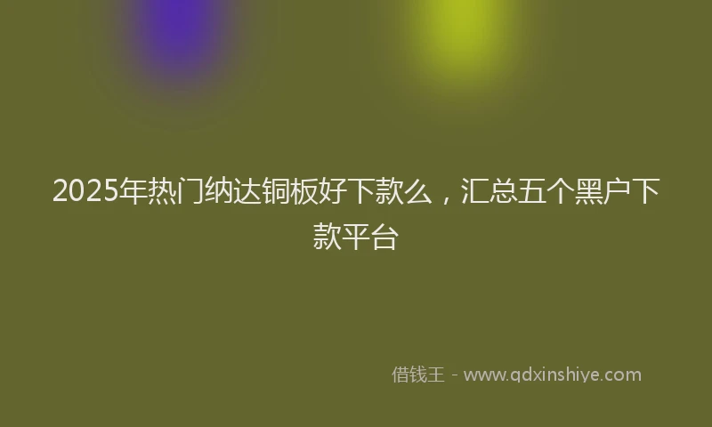 2025年热门纳达铜板好下款么，汇总五个黑户下款平台