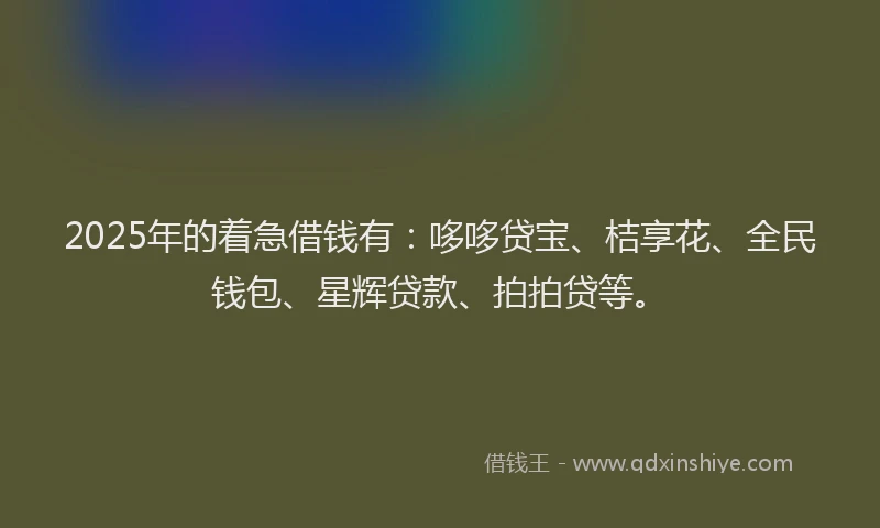 2025年的着急借钱有：哆哆贷宝、桔享花、全民钱包、星辉贷款、拍拍贷等。