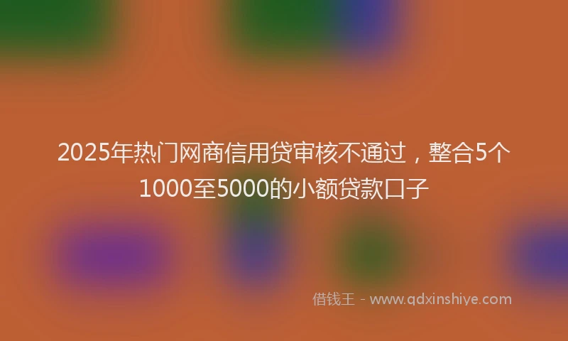 2025年热门网商信用贷审核不通过，整合5个1000至5000的小额贷款口子