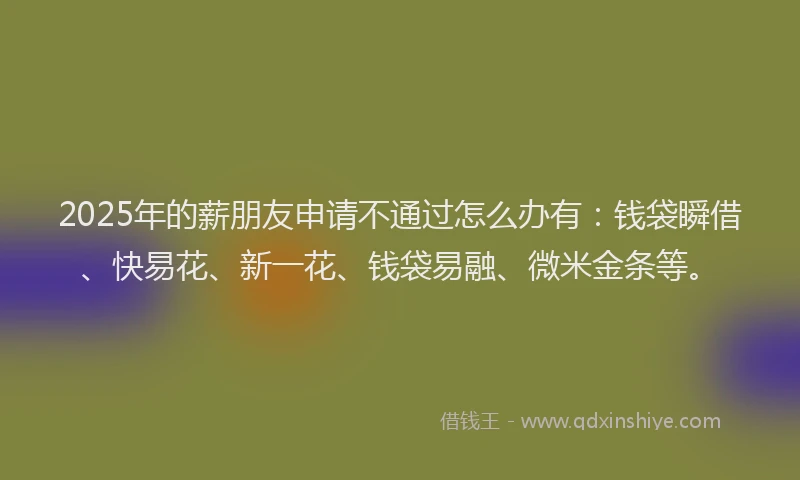 2025年的薪朋友申请不通过怎么办有：钱袋瞬借、快易花、新一花、钱袋易融、微米金条等。
