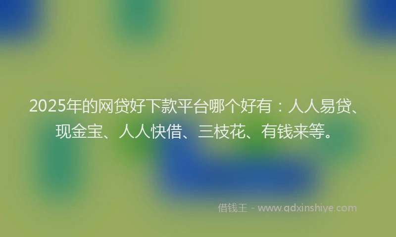 2025年的网贷好下款平台哪个好有：人人易贷、现金宝、人人快借、三枝花、有钱来等。
