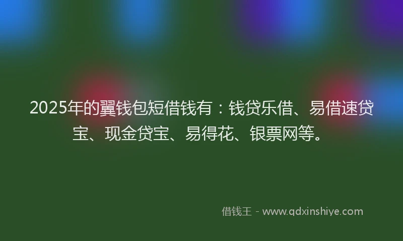 2025年的翼钱包短借钱有：钱贷乐借、易借速贷宝、现金贷宝、易得花、银票网等。