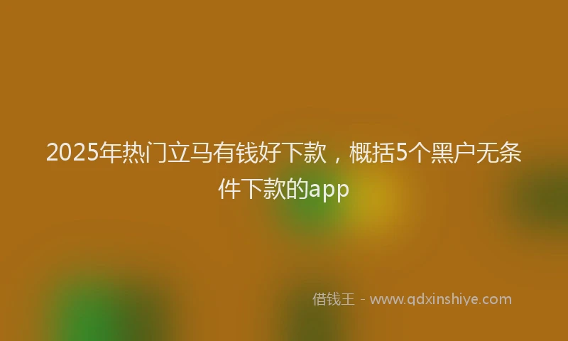2025年热门立马有钱好下款，概括5个黑户无条件下款的app