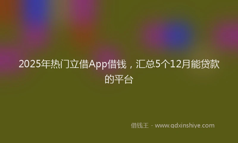 2025年热门立借App借钱，汇总5个12月能贷款的平台