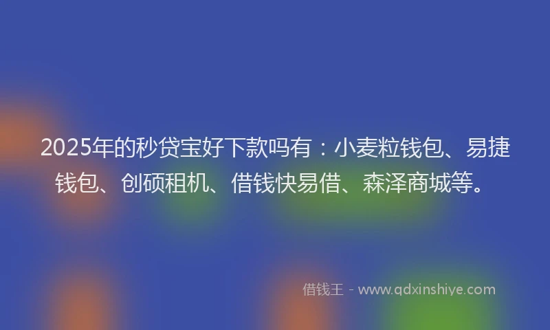 2025年的秒贷宝好下款吗有：小麦粒钱包、易捷钱包、创硕租机、借钱快易借、森泽商城等。