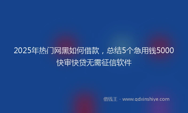 2025年热门网黑如何借款，总结5个急用钱5000快审快贷无需征信软件