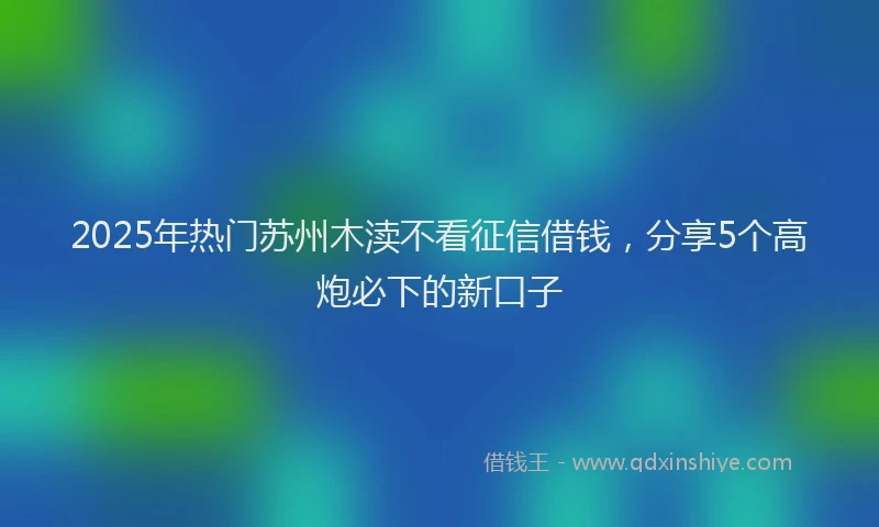 2025年热门苏州木渎不看征信借钱，分享5个高炮必下的新口子