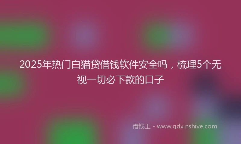 2025年热门白猫贷借钱软件安全吗，梳理5个无视一切必下款的口子