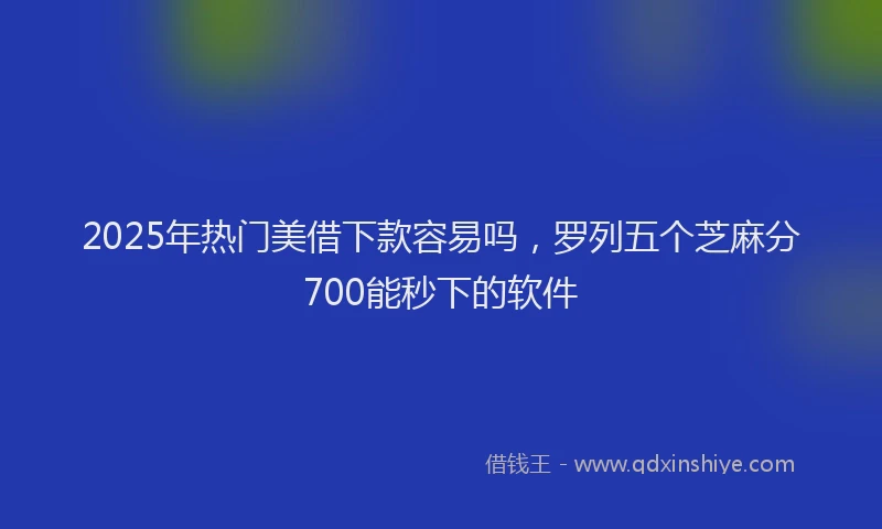 2025年热门美借下款容易吗，罗列五个芝麻分700能秒下的软件