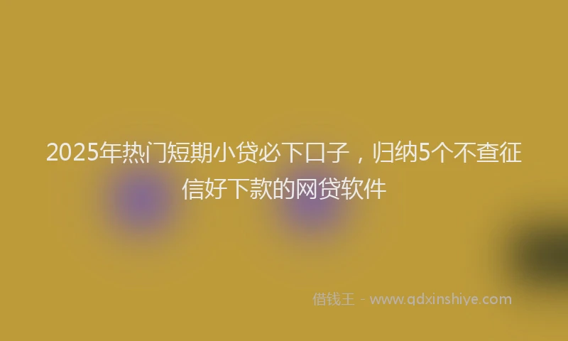 2025年热门短期小贷必下口子，归纳5个不查征信好下款的网贷软件