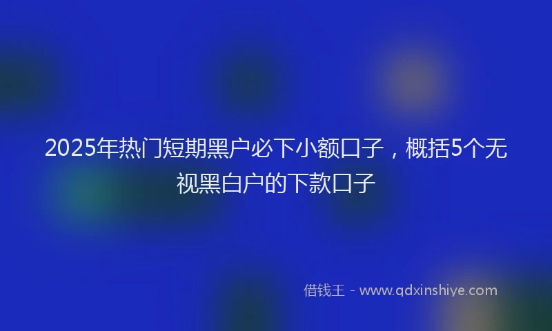2025年热门短期黑户必下小额口子，概括5个无视黑白户的下款口子