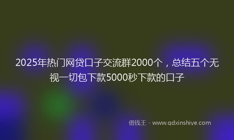 2025年热门网贷口子交流群2000个，总结五个无视一切包下款5000秒下款的口子