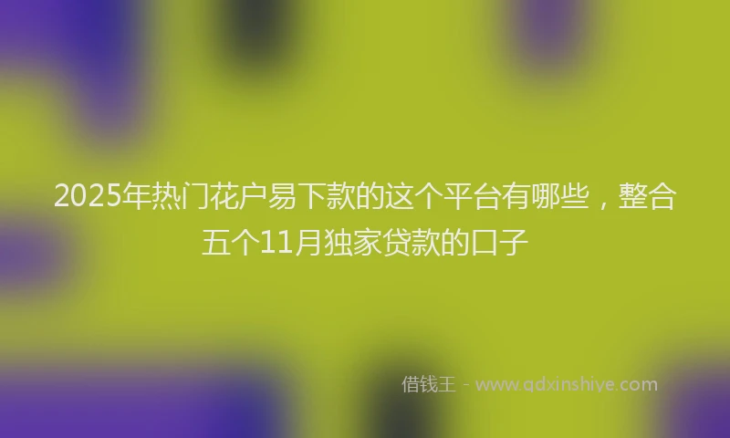 2025年热门花户易下款的这个平台有哪些，整合五个11月独家贷款的口子