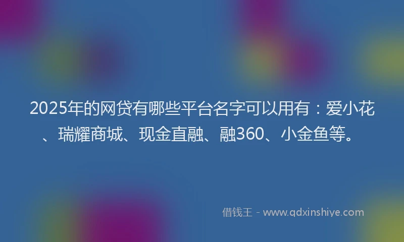 2025年的网贷有哪些平台名字可以用有：爱小花、瑞耀商城、现金直融、融360、小金鱼等。