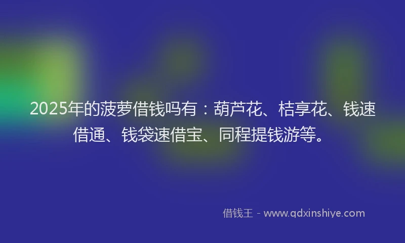 2025年的菠萝借钱吗有：葫芦花、桔享花、钱速借通、钱袋速借宝、同程提钱游等。