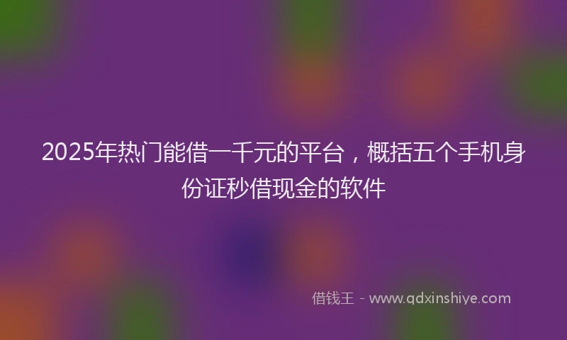 2025年热门能借一千元的平台，概括五个手机身份证秒借现金的软件