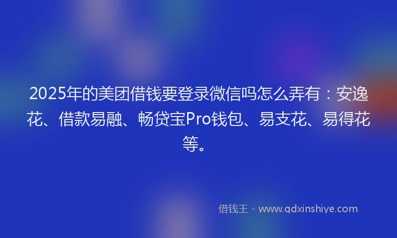 2025年的美团借钱要登录微信吗怎么弄有：安逸花、借款易融、畅贷宝Pro钱包、易支花、易得花等。