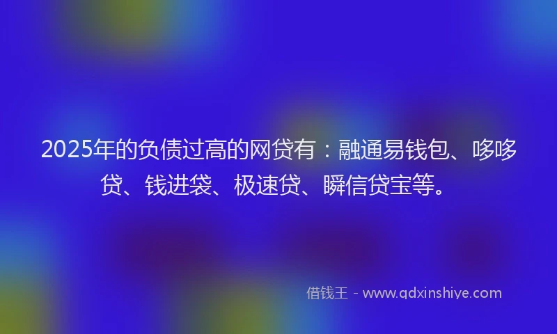 2025年的负债过高的网贷有：融通易钱包、哆哆贷、钱进袋、极速贷、瞬信贷宝等。