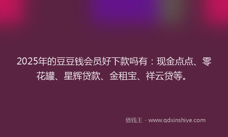 2025年的豆豆钱会员好下款吗有：现金点点、零花罐、星辉贷款、金租宝、祥云贷等。