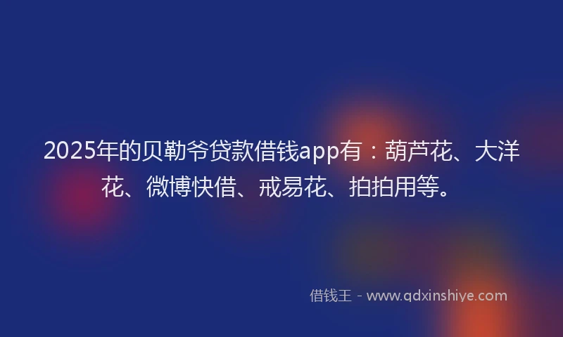 2025年的贝勒爷贷款借钱app有：葫芦花、大洋花、微博快借、戒易花、拍拍用等。
