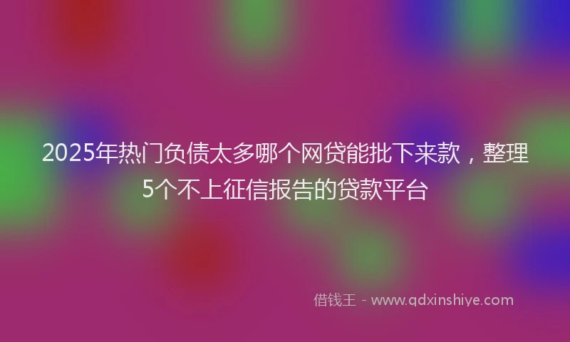 2025年热门负债太多哪个网贷能批下来款，整理5个不上征信报告的贷款平台